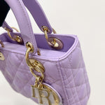 将图片加载到图库查看器，Christian Dior My Lady ABCDior Small Lilac Lambskin, Gold-tone Hardware - Small
