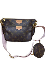 Load image into Gallery viewer, Louis Vuitton Multi Pochette Accessoires Classic Monogram, Pink Strap, Gold-tone Hardware
