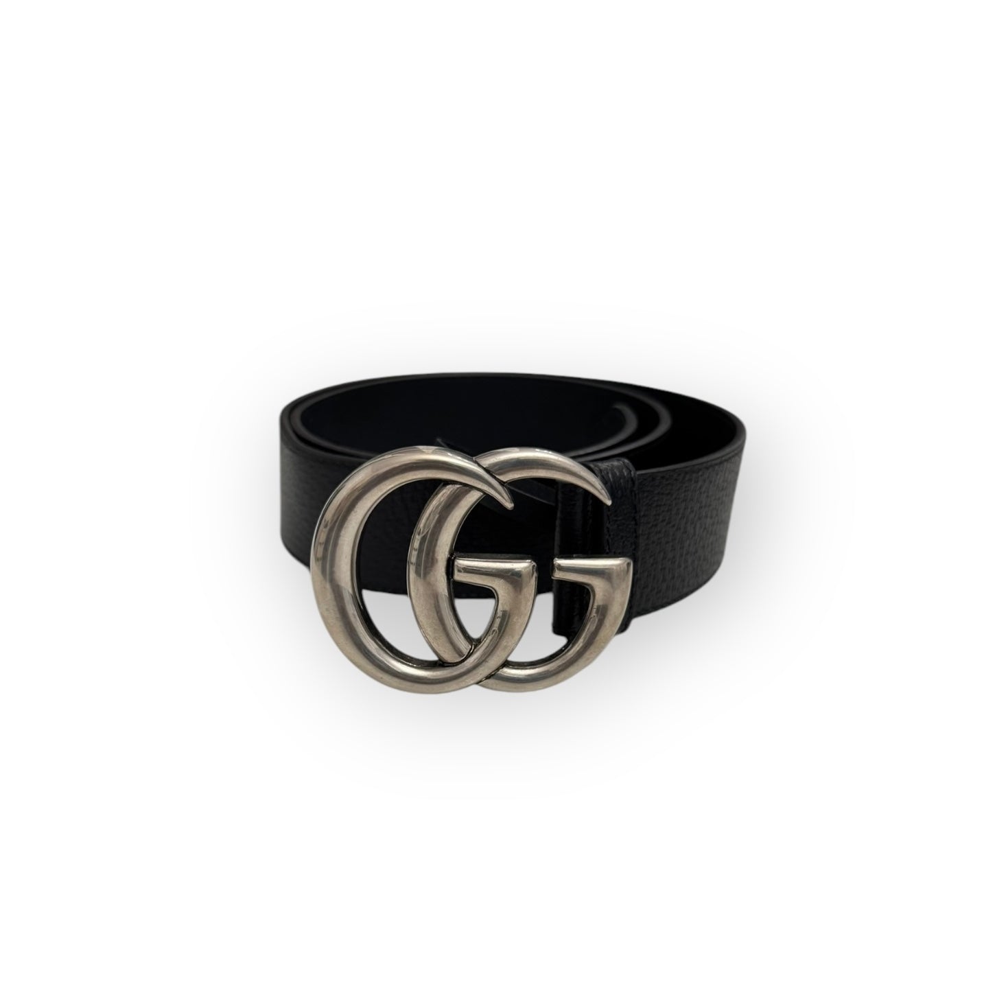 Gucci Marmont Belt, 40mm Wide, Size 32/80cm, Black Leather, Antique Palladium-Plated Hardware