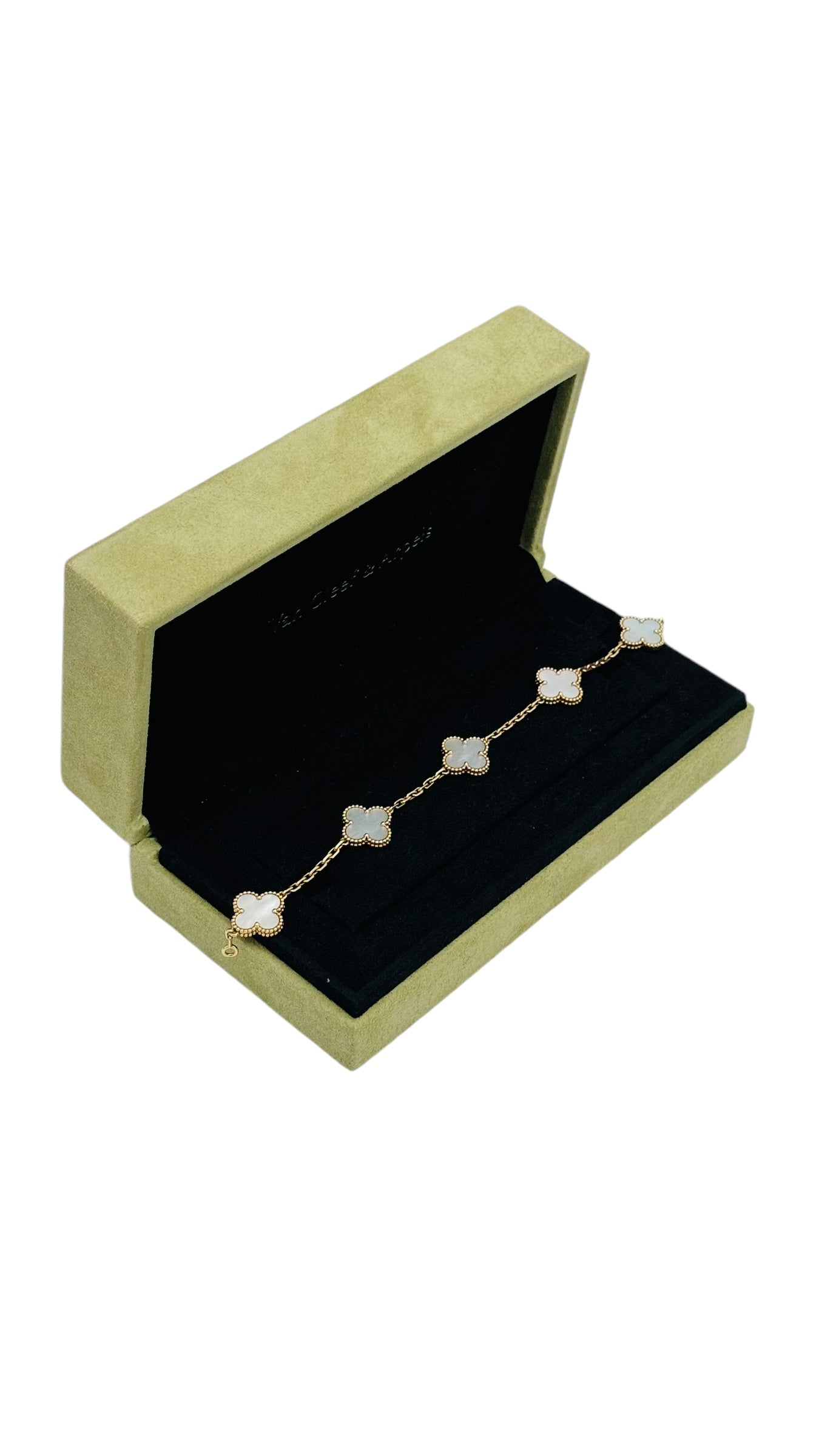 Van Cleef and Arpels Vintage Alhambra Bracelet, 5 Motifs, 18K Yellow Gold, Mother of Pearl