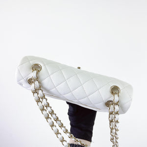 Chanel Timeless Classic Small White Caviar Gold-tone Hardware