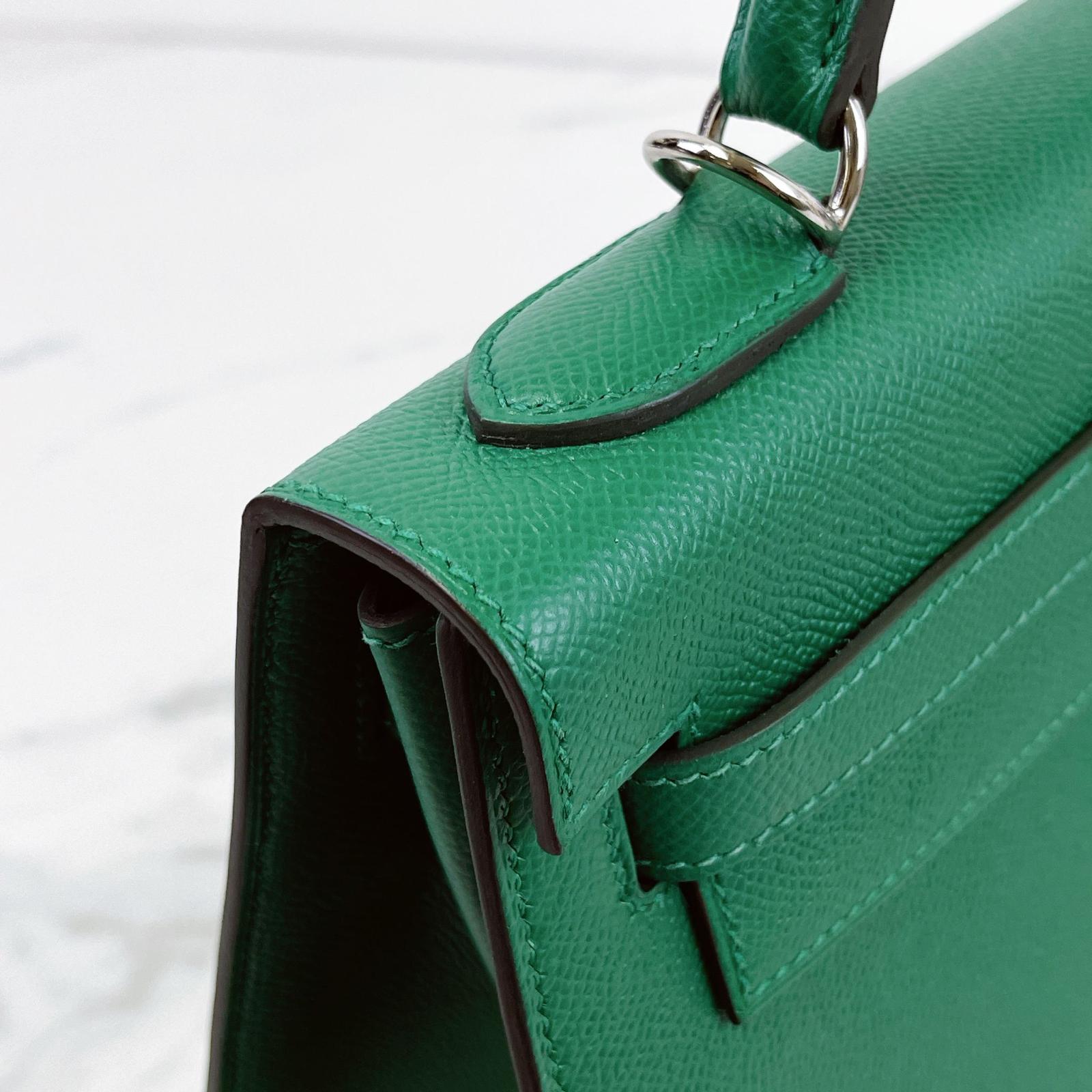 Hermes Kelly Sellier 32 Vert Vertigo Epsom Palladium Hardware