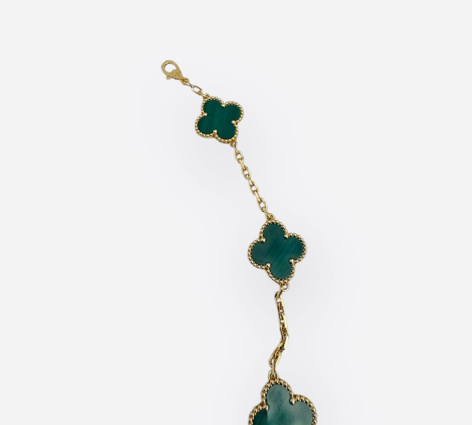 Van Cleef and Arpels Vintage Alhambra 5 Motifs Bracelet, Malachite, 18kt Yellow Gold- VCA