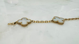 Van Cleef and Arpels Vintage Alhambra Bracelet, 5 Motifs, 18K Yellow Gold, Mother of Pearl