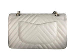 Load image into Gallery viewer, Chanel Timeless Classic Medium M/L Double Flap Ivory Chevron Caviar Gold Hardware
