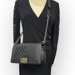 Load image into Gallery viewer, Chanel Leboy Old Medium Black Caviar / Grained Calfskin Leather, Chevron, Ruthenium Hardware
