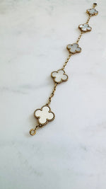 Load image into Gallery viewer, Van Cleef and Arpels Vintage Alhambra Bracelet, 5 Motifs, 18K Yellow Gold, Mother of Pearl
