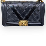 Load image into Gallery viewer, Chanel Leboy Old Medium Mixed Leather Chevron Gold-tone Hardware
