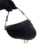 Load image into Gallery viewer, Christian Dior Saddle Mini/Small Black Grained Calfskin Gold-tone Hardware
