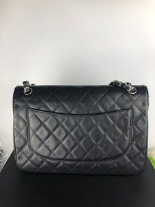 Chanel Timeless Classic Jumbo Black Caviar Silver-tone Hardware