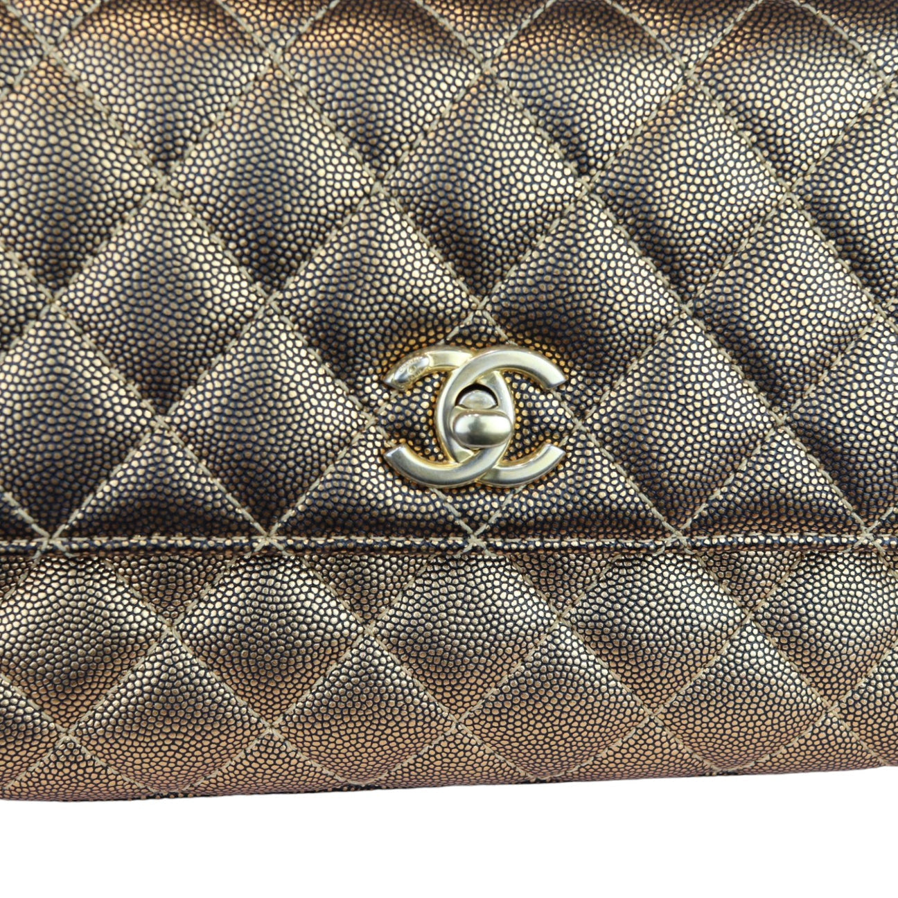 Chanel Coco Handle Mini Diamond Quilted Metallic Gold Caviar, Gold-Tone Hardware