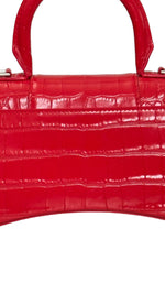 将图片加载到图库查看器，Balenciaga Hourglass XS Handbag,  Lipstick Red Croc-Embossed Calfskin, Red Enamel-plated Hardware
