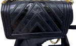 Load image into Gallery viewer, Chanel Leboy Old Medium Mixed Leather Navy Chevron Quilted Gold-tone Hardware
