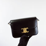 将图片加载到图库查看器，Celine Triomphe Classique Black Gold-tone Hardware
