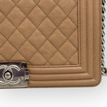 Load image into Gallery viewer, Chanel Leboy Old Medium Dark Beige Diamond Quilted Caviar Leather/Grained Calfskin, Shiny Silver-tone Hardware
