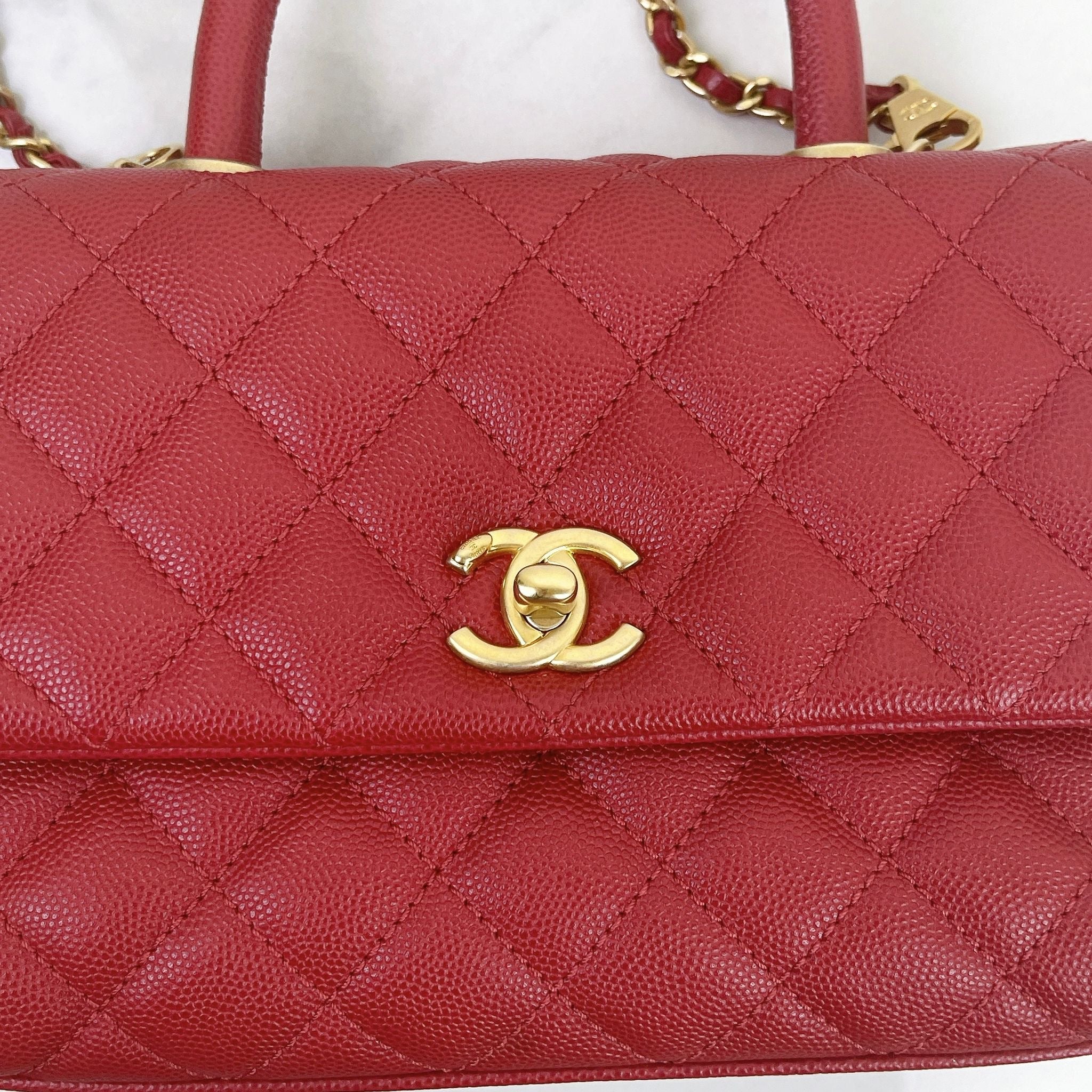 Chanel Coco Handle Small Red Caviar Gold-tone Hardware