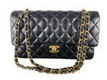 将图片加载到图库查看器，Chanel Timeless Classic Medium Double Flap Black Lambskin Gold Hardware
