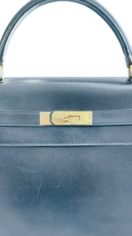 Load image into Gallery viewer, Hermes Kelly32 Sellier Vintage Black Box 24kt Plated-Gold Hardware
