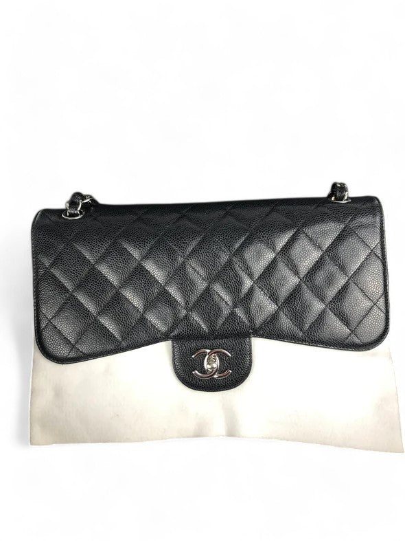 Chanel Timeless Classic Jumbo Black Caviar Silver-tone Hardware