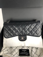 Load image into Gallery viewer, Chanel Timeless Classic Jumbo Black Caviar Silver-tone Hardware
