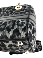 将图片加载到图库查看器，Christian Dior Lady D-Lite Medium Grey and Black Leopard Pattern Mizza Embroidery  Gold-tone Hardware
