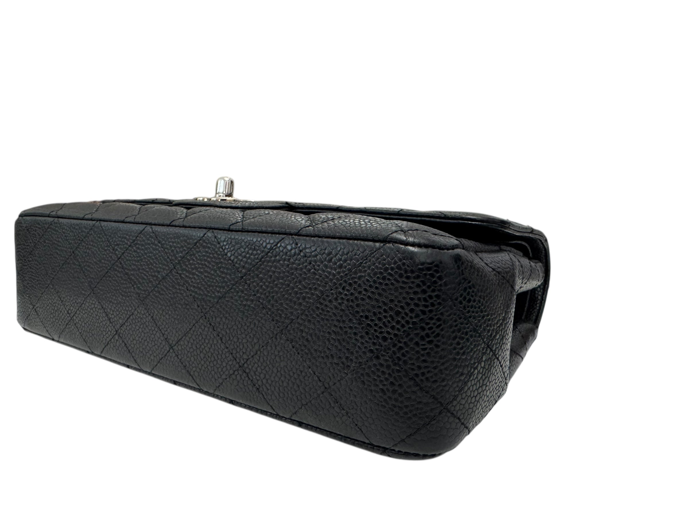 Chanel Timeless Classic Medium M/L Black Caviar Silver-tone Hardware