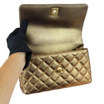 将图片加载到图库查看器，Chanel Coco Handle Mini Diamond Quilted Metallic Gold Caviar, Gold-Tone Hardware
