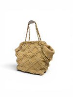 将图片加载到图库查看器，Chanel Natural Raffia and Tweed Tote, Gold-tone Hardware
