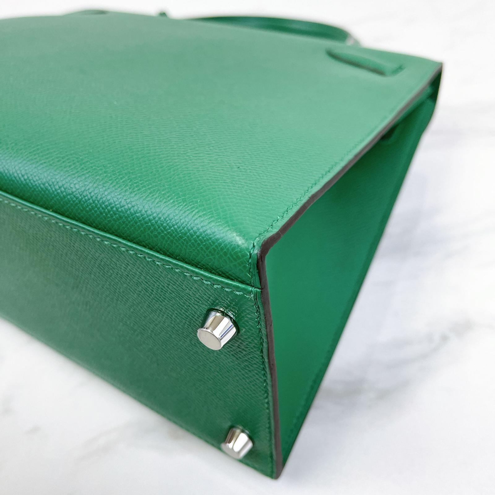 Hermes Kelly Sellier 32 Vert Vertigo Epsom Palladium Hardware