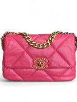 将图片加载到图库查看器，Chanel19 Pink Goatskin Mixed Hardware Small
