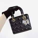 Charger l&#39;image dans la galerie, Christian Dior My Lady ABCDior Small Black Lambskin Gold-tone Hardware
