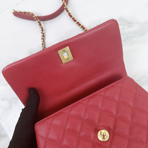 Chanel Coco Handle Small Red Caviar Gold-tone Hardware