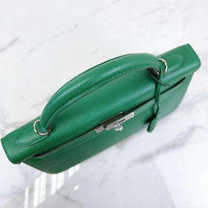 Hermes Kelly Sellier 32 Vert Vertigo Epsom Palladium Hardware