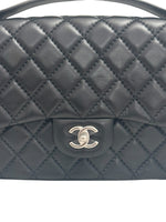 将图片加载到图库查看器，Chanel Easy Carry Flap Bag Black Lambskin Silver-tone Hardware
