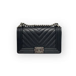 Load image into Gallery viewer, Chanel Leboy Old Medium Black Caviar / Grained Calfskin Leather, Chevron, Ruthenium Hardware
