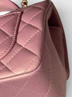 将图片加载到图库查看器，Chanel Mini Top Handle Iridescent Pink Lambskin Gold-tone Hardware
