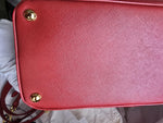 将图片加载到图库查看器，Prada Red Saffiano Lux Leather Medium Galleria Double Zip Tote Gold-Tone Hardware
