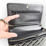 Load image into Gallery viewer, Chanel Classic Leboy Wallet on Chain, Black Diamond Quilted Patent Leather, Gold-tone Hardware
