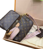 Load image into Gallery viewer, Louis Vuitton Multi Pochette Accessoires Classic Monogram, Pink Strap, Gold-tone Hardware
