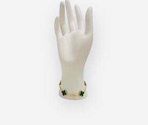 Van Cleef and Arpels Vintage Alhambra 5 Motifs Bracelet, Malachite, 18kt Yellow Gold- VCA