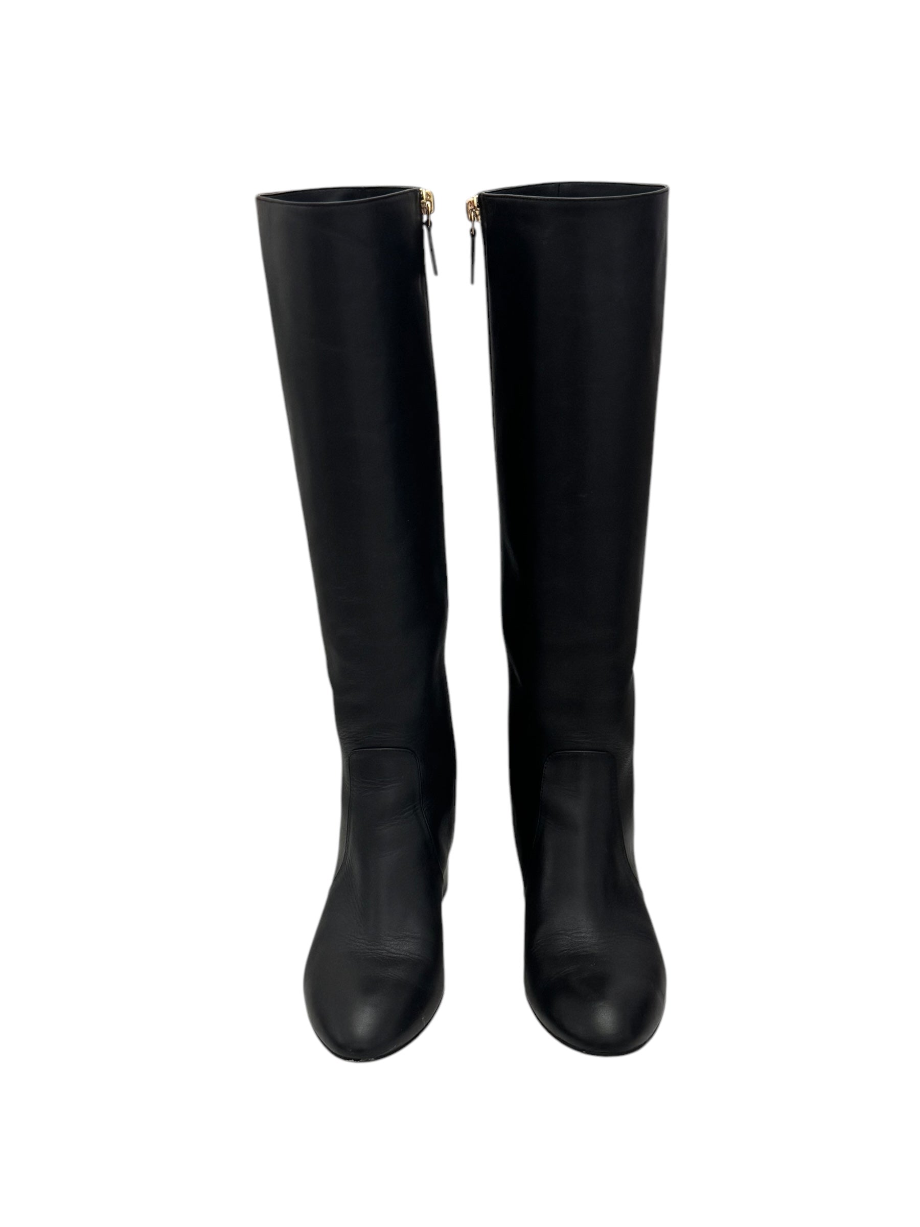 Stuart Weitzman Yuliana 60 Knee-High Zip Boots, Black Nappa Leather, Size US 7B/EU 37.5