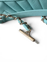 将图片加载到图库查看器，Chanel Trendy CC Small Chevron Sky Blue Lambskin Gold-tone Hardware
