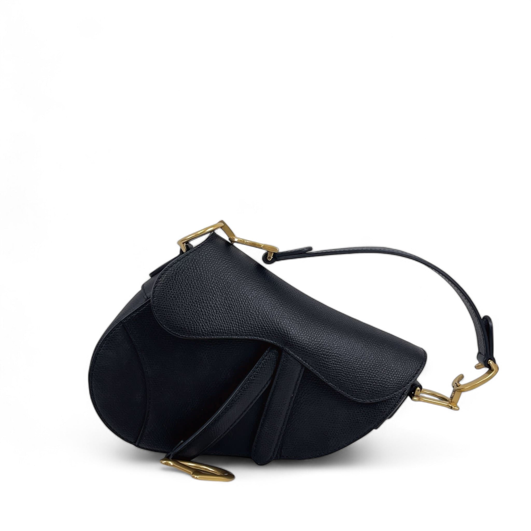 Christian Dior Saddle Mini Small Black Grained Calfskin