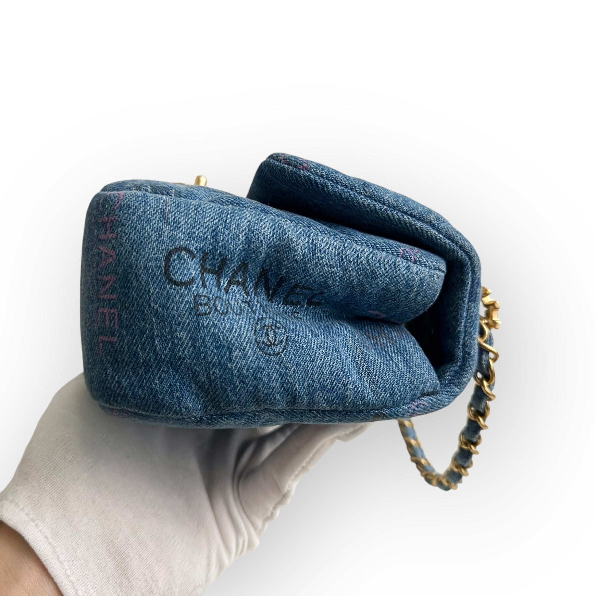 Chanel Classic Mini Rectangle 22P Blue Denim Mood, Gold-tone Hardware