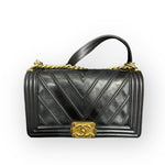 Load image into Gallery viewer, Chanel Leboy Old Medium Mixed Leather Chevron Gold-tone Hardware
