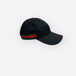 Gucci Web Casquette Base Ball Hat, Black Red and Green Web Stripes