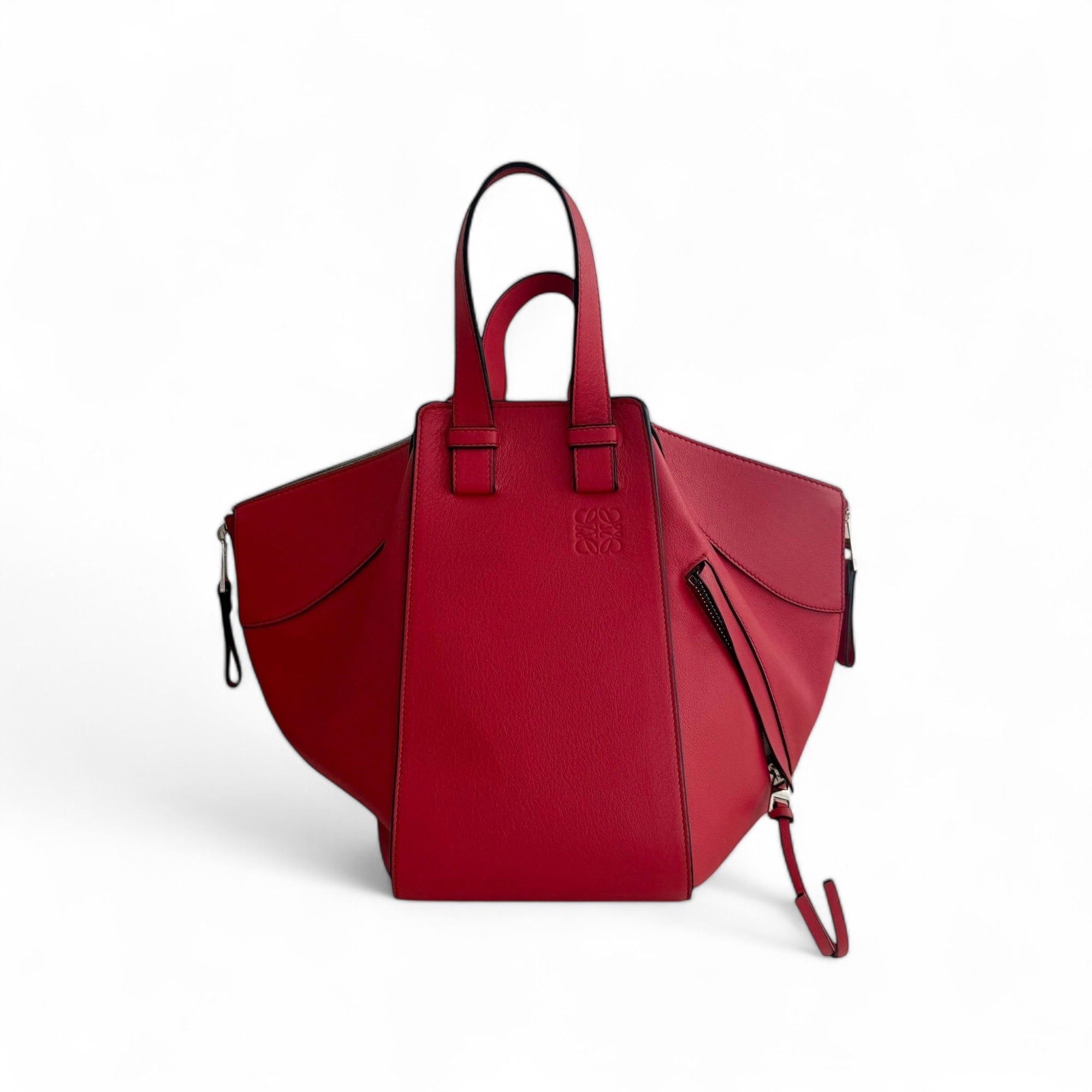 Loewe Hammock Bag Small, Red Grained Calfskin, Gold-tone Hardware