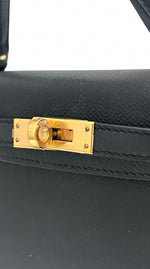 将图片加载到图库查看器，Hermes Kelly II 20 Sellier Black Epsom Leather 24kt Gold-Plated Hardware
