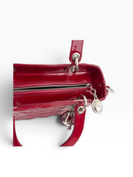 Charger l'image dans la galerie, Christian Dior Lady Dior Medium Red Patent Leather Silver-tone Hardware
