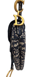 Load image into Gallery viewer, Christian Dior Saddle Bag Medium Navy Oblique Canvass Gold-tone Hardware
